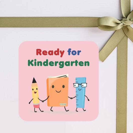 Niedlich für Kindergartenbuch Quadratischer Aufkleber