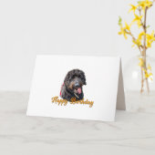 Niedlich Furry Black Goldendoodle Happy Birthday Karte (Gelbe Blume)