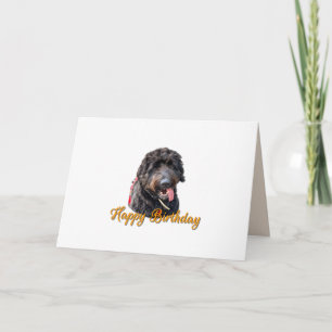 Niedlich Furry Black Goldendoodle Happy Birthday Karte