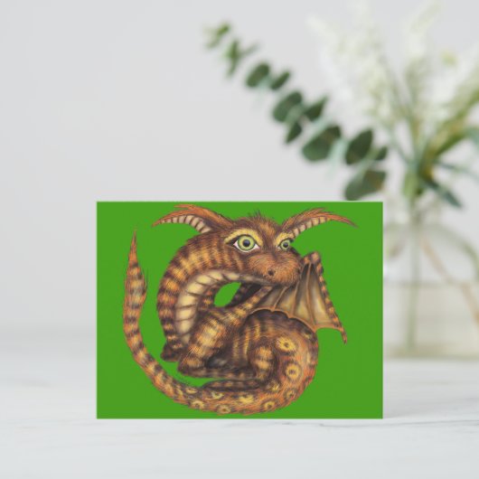 Niedlich Furry Dragon Postkarte (Stehend Vorderseite)