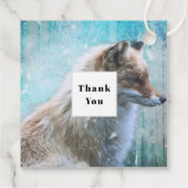 Niedlich Furry Fox auf Blue Grunge Hintergrund Dan Geschenkanhänger (Rückseite)