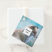 Niedlich Furry Fox auf Blue Grunge Hintergrund Dan Geschenkanhänger (Beispiel)