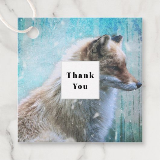 Niedlich Furry Fox auf Blue Grunge Hintergrund Dan Geschenkanhänger (Vorderseite)