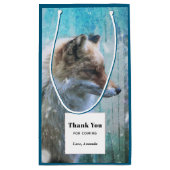 Niedlich Furry Fox auf Blue Grunge Hintergrund Dan Kleine Geschenktüte (Rückseite)