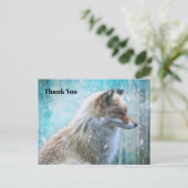 Niedlich Furry Fox auf Blue Grunge Hintergrund Dan Postkarte (Stehend Vorderseite)