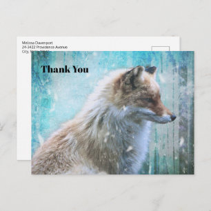 Niedlich Furry Fox auf Blue Grunge Hintergrund Dan Postkarte