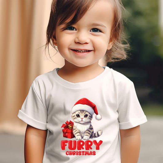 Niedlich Furry Weihnachtskittendesign Kleinkind T-shirt