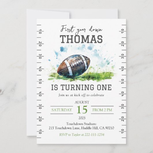 Niedlich Fußball Einladung zum 1. Geburtstag (Vorderseite)