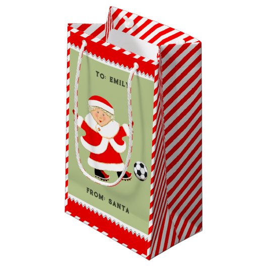 Niedlich Fußball Weihnachten Kleine Geschenktasche Geschenktüte (Vorderseite Schrägansicht)