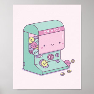 Niedlich Gachapon Kapselspielzeug Maschine Japan D Poster