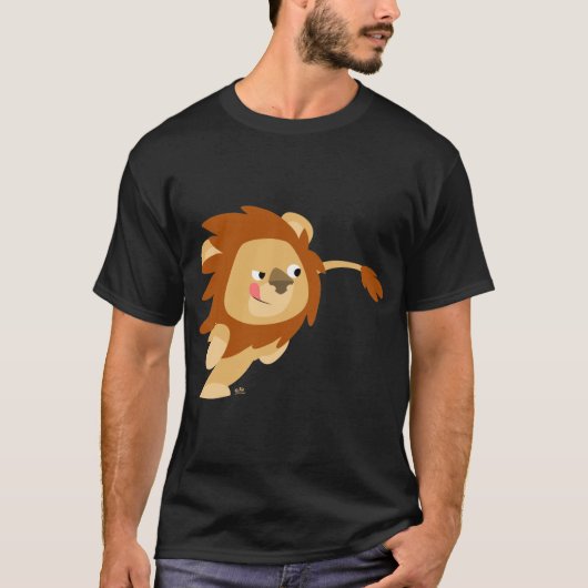 Niedlich Galloping Cartoon Löwe T - Shirt (Vorderseite)