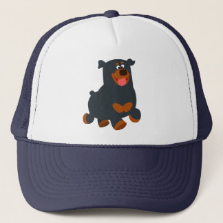 Niedlich Gamboling Cartoon Rottweiler Hat Truckerkappe
