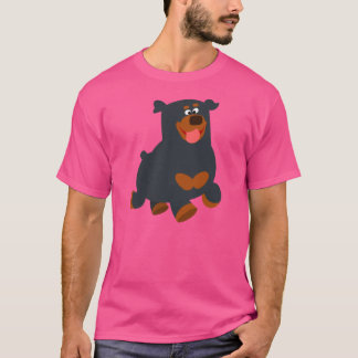 Niedlich Gamboling Cartoon Rottweiler T - Shirt