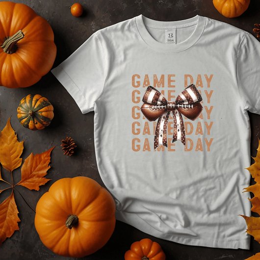 Niedlich Game Day Football T - Shirt mit Bow