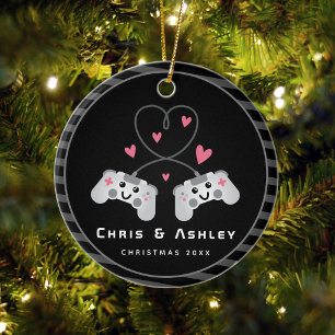 Niedlich Gamer Couple Gaming Video Game Joystick N Keramik Ornament