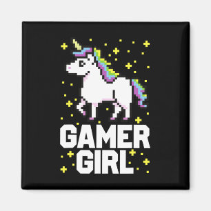 Niedlich Gamer Girl Galaxy Rainbow Unicorn Videosp Magnet