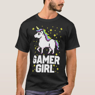 Niedlich Gamer Girl Galaxy Rainbow Unicorn Videosp T-Shirt