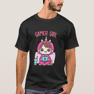 Niedlich Gamer Girl Wearing Unicorn Pajama Girl Li T-Shirt