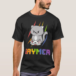 Niedlich Gaming Cat Gay Gaymer Video Game LGBT P T-Shirt