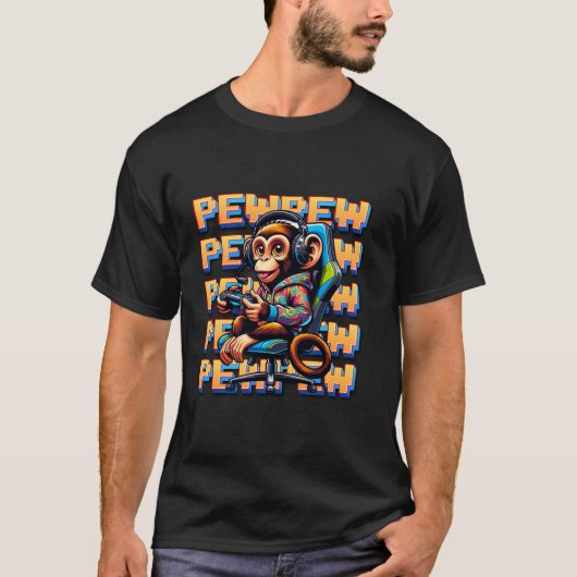 Niedlich Gaming Monkey Pew Video Game Grafik Männe T-Shirt (Vorderseite)