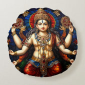 Niedlich Ganesh Blue Elephant God Round Cushion Pi Rundes Kissen (Vorderseite)