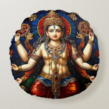 Niedlich Ganesh Blue Elephant God Round Cushion Pi