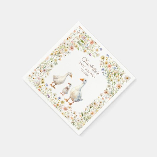 Niedlich Gänse Wildblume Kinderdusche Serviette (Ecke)