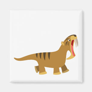 Niedlich Gaping Mouth Cartoon Thylacosmilus Magnet