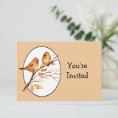Niedlich Garden Birds Couple Wedding Jubiläum Einladung (Stehend Vorderseite)