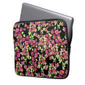 Niedlich Garden Blume Rosa grün auf schwarzem Hint Laptopschutzhülle (Vorderseite Links)
