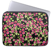 Niedlich Garden Blume Rosa grün auf schwarzem Hint Laptopschutzhülle (Vorderseite)