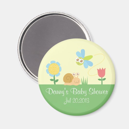 Niedlich Garden Dragonfly and Snail Baby Shower Fa Magnet (Vorderseite/Rückseite)
