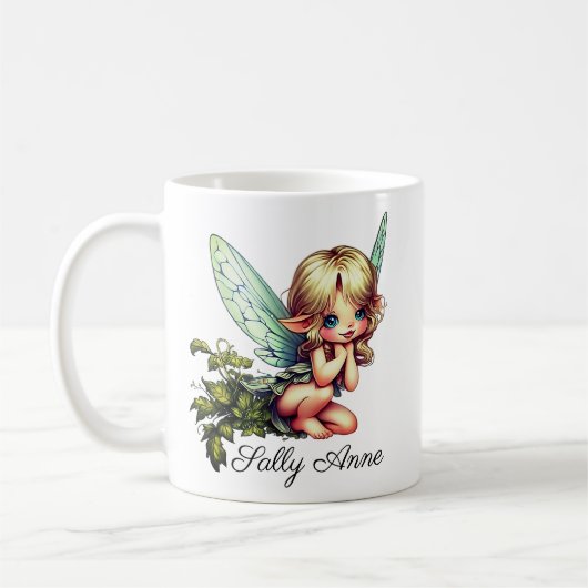 Niedlich Garden Fairy Girl Individuelle Name Kaffeetasse (Links)