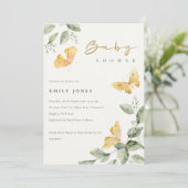 Niedlich Garden Foliage Butterflies Babydusche Einladung (Stehend Vorderseite)