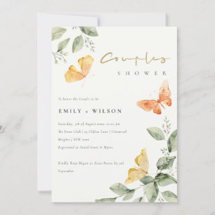 Niedlich Garden Foliage Butterflies Paare Dusche Einladung