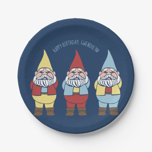 Niedlich Garden Gnomes Custom Message Party Pappteller (Vorderseite)