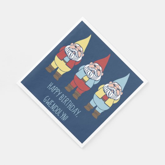 Niedlich Garden Gnomes Custom Message Party Serviette (Ecke)
