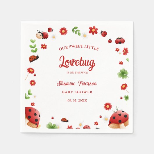 Niedlich Garden kleine Ladybug Babydusche Einladun Serviette (Vorderseite)