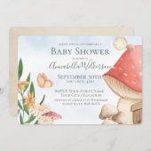 Niedlich-Garden-Pilze und Ladybug Einladung (Vorne/Hinten)