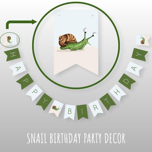 Niedlich Garden Snail Kinder Happy Birthday Wimpelkette
