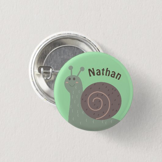 Niedlich Garden Snail Personalisiert Kinder Button (Vorne & Hinten)