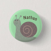 Niedlich Garden Snail Personalisiert Kinder Button (Vorderseite)