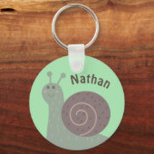 Niedlich Garden Snail Personalisiert Kinder Schlüsselanhänger (Vorderseite)