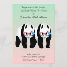 Niedlich Gay Pandas Rainbow Wear Glasses Einladung