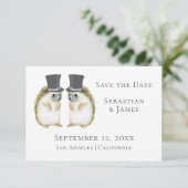 Niedlich Gay Wedding Igel Save the Date (Stehend Vorderseite)