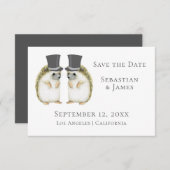 Niedlich Gay Wedding Igel Save the Date (Vorne/Hinten)