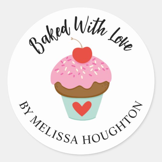 Niedlich gebacken mit Liebe Runder Aufkleber (Vorderseite)