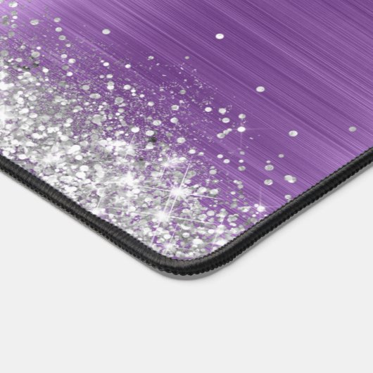 Niedlich gebürstete Lila Foil-Imitate Silberner Gl Schreibtischunterlage (Ecke)