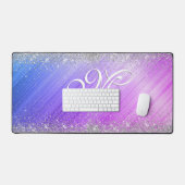 Niedlich gebürstete lila Imitate, silber Glitzer,  Schreibtischunterlage (Tastatur & Maus)