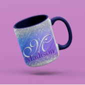 Niedlich gebürstete lila Imitate, silber Glitzer,  Tasse